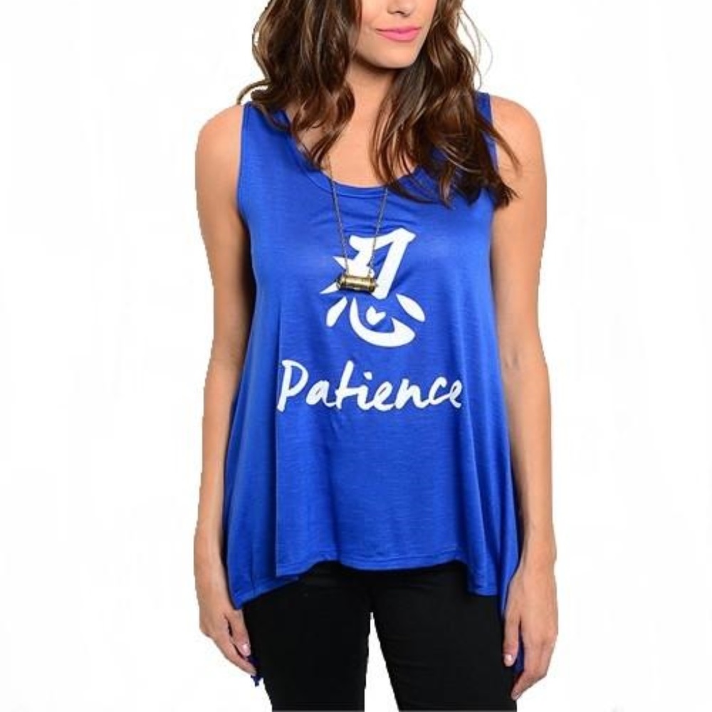 Graphic Sharkbite Hem T-Shirt Tank Top Tee | Blue